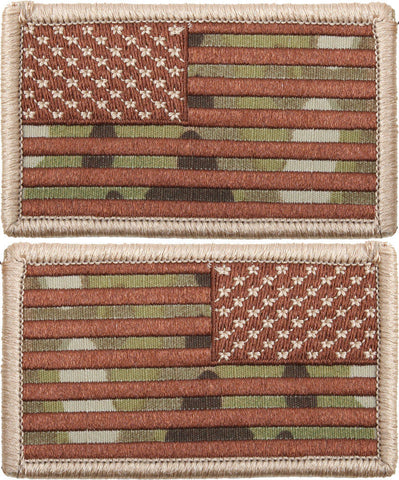 Multi Cam USA Flag Military Hook & Loop American Flag Patch SET - 2  PATCHES! - Galaxy Army Navy